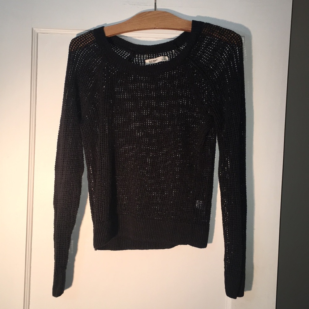 Old Navy black mesh sweater SZ L